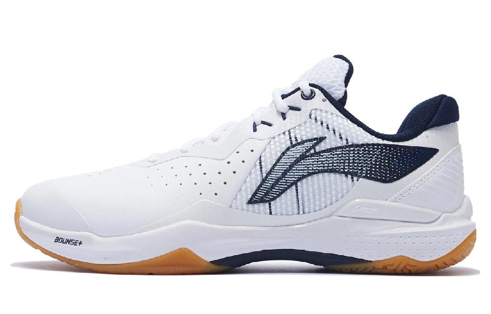 LiNing Thunder Series Cushioned Slip Resistant Abrasion Resistant Breathable Low Top Badminton Shoes Unisex White Black