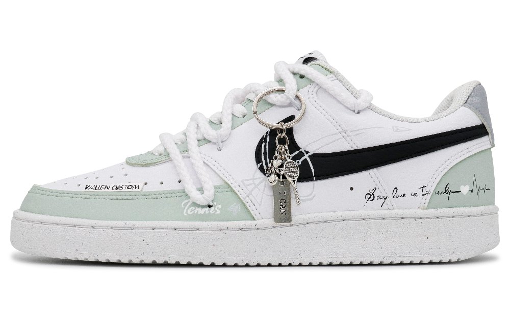 Nike Court Vision 1 Green Poet's Tale Slip Resistant Abrasion Resistant Low top Skateboard Shoes Men's White Green