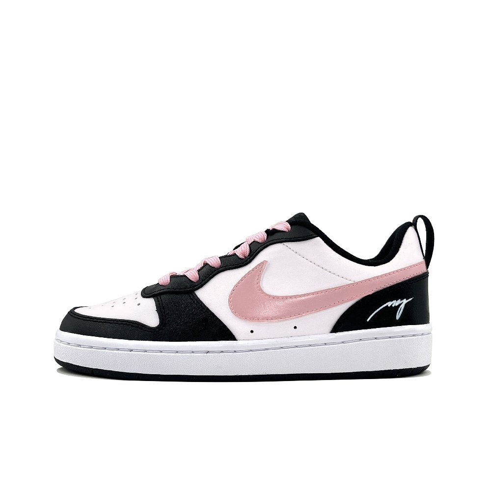 Nike Court Borough 2 Slip Resistant, Lightweight, And Breathable Low Top Skateboard Shoes GS White Black Pink