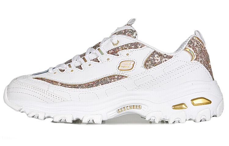 Skechers D'Lites Low Top Daddy Shoes White/Gold Women's