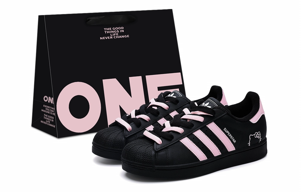 Adidas Originals Superstar 2 Abrasion Resistant Low top Skateboard Shoes Women's Black Pink