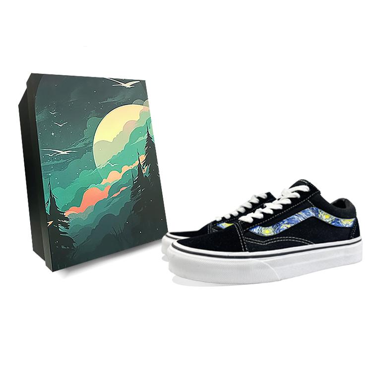 Vans Old Skool Black Lightweight Low-Top Skateboard Shoes Unisex Black Blue