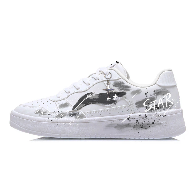 LiNing Pontoon Boats Abrasion Resistant Lightweight Slip Resistant Low Top Skateboard Shoes Unisex Gray White