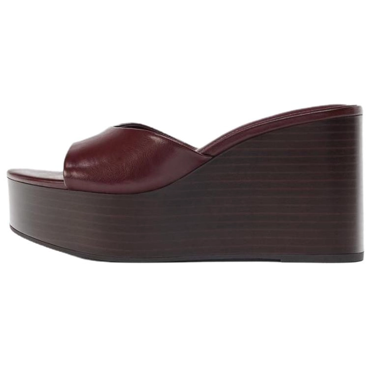 ZARA Slide Slippers Women's Dark Red Color