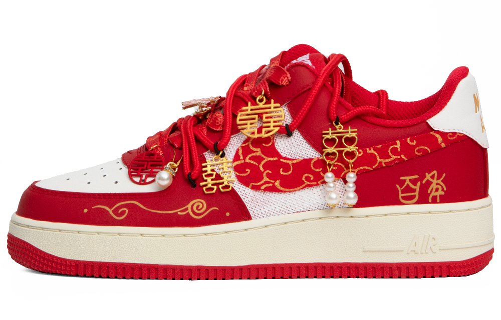 Nike Air Force 1 Warm Slip-Resistant Cushioning Wear-Resistant Low-Top Skateboard Shoes Unisex Red White