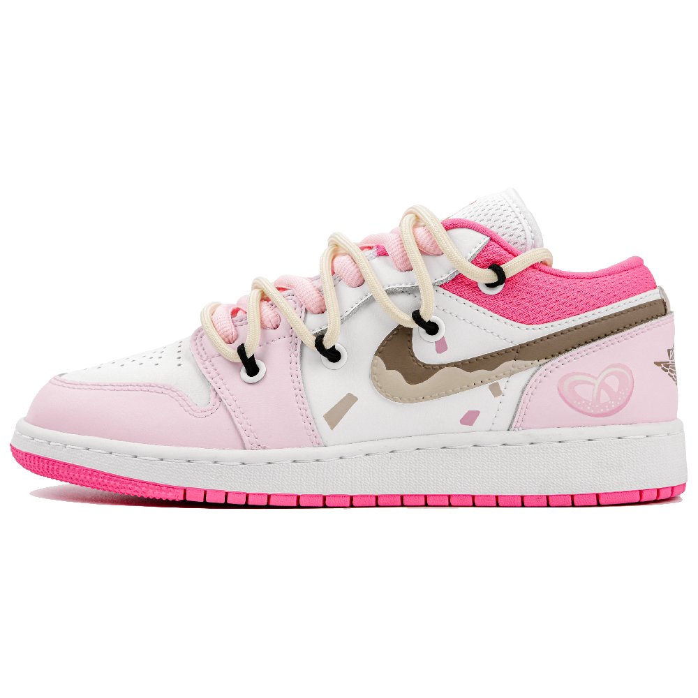 Jordan Air Jordan 1 Slip Resistant, Abrasion Resistant, Lightweight Low Top Skateboard Shoes GS Pink