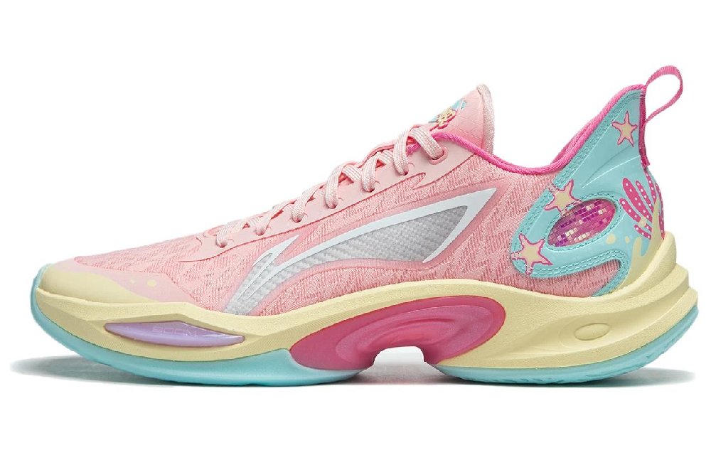 LINING Super Light 2024 Basketball Shoes Men's Low top Peach Blossom Pink/Island Blue