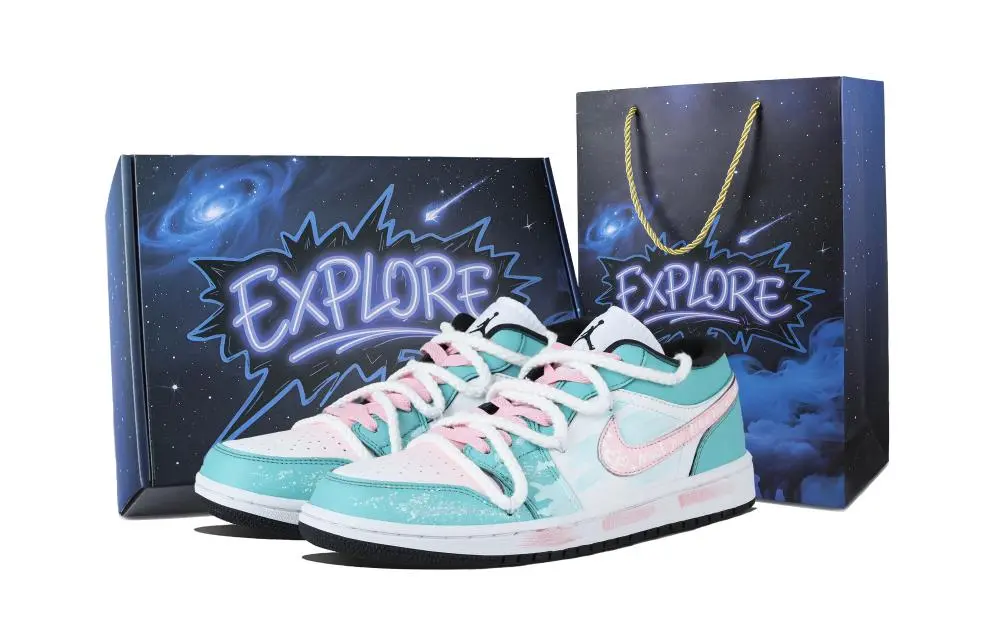 Jordan Air Jordan 1 Wind Love Low top Vintage Basketball Shoes Unisex Pink Blue