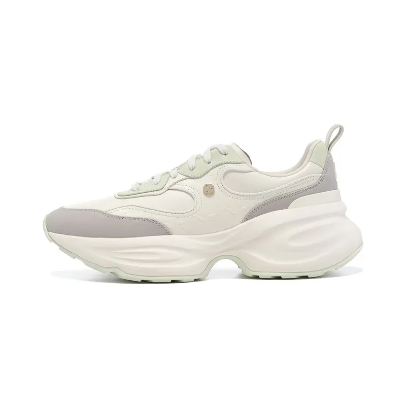 LI-NING 1990 Classic Collection Cushioning Wear-Resistant Low-Top Casual Running Shoes Women's White Green