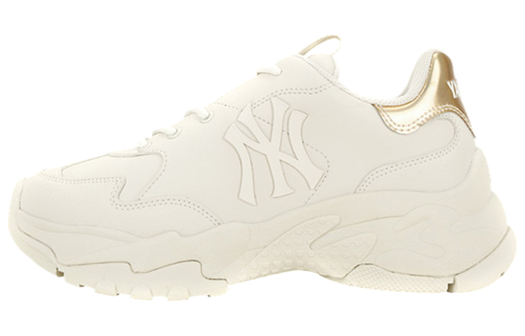 MLB Big Ball Chunky Shiny New York Yankees Anti Slip Wear Resistant Low Top Chunky Sneakers Unisex Ivory White