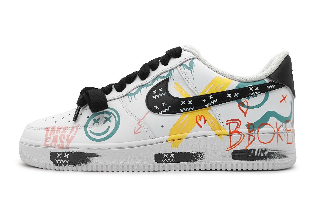 Nike Air Force 1 Low-Top Skateboard Shoes Women's Yellow Green