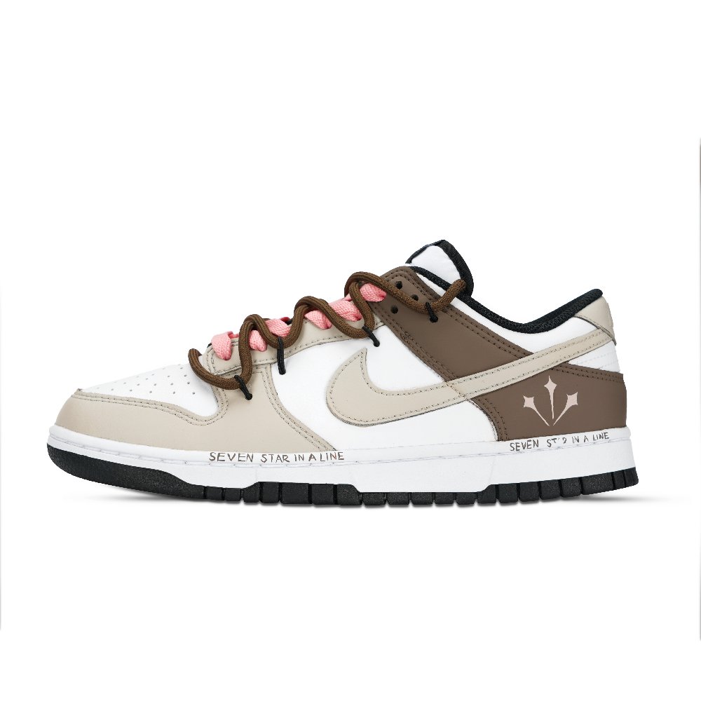 Nike Dunk Anti Slip Wear Resistant Low Top Skateboard Shoes Unisex White Brown