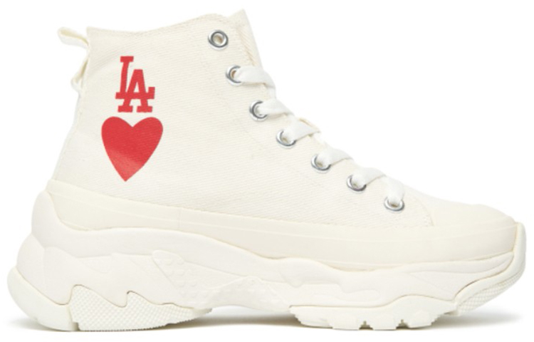 MLB Chunky High Anti-Slip And Wear-Resistant Breathable High-Top Canvas Shoes Unisex White Red купить в интернет-магазине Yoocart с быстрой доставкой по России.