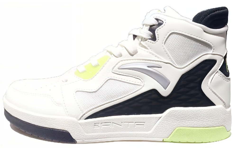 Anta Bastard Slip-Resistant Cushioning Wear-Resistant High-Top Skateboard Shoes Men's White Black Green
