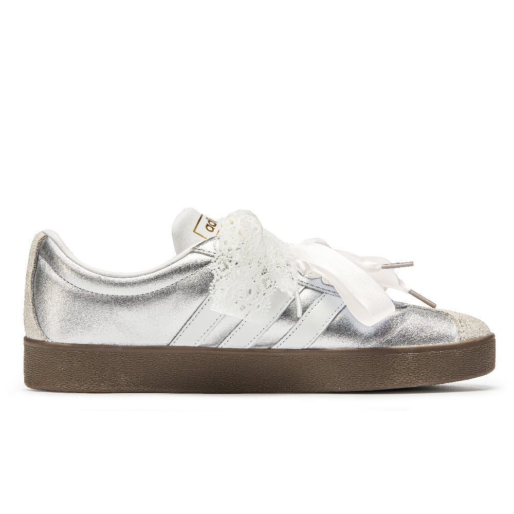 Adidas Neo VL Court 2.0 Bridge Pin Huayan Slip Resistant Low Top Skateboard Shoes Unisex Silver White