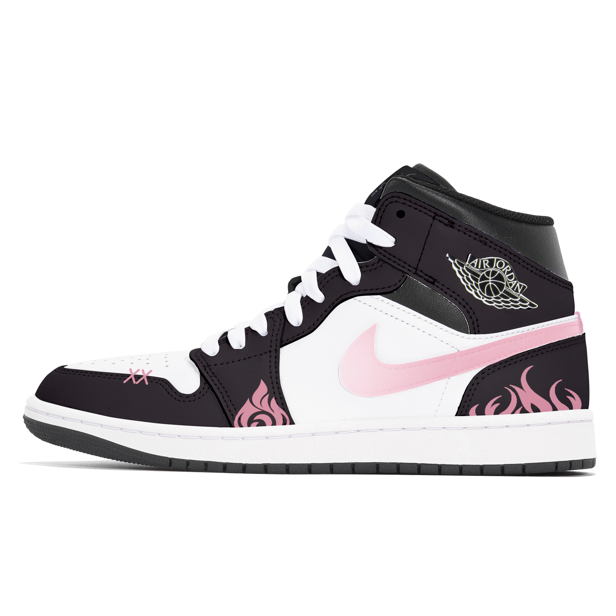 Jordan Air Jordan 1 Abrasion Resistant Slip Resistant Mid top Vintage Basketball Shoes Men's Black Pink