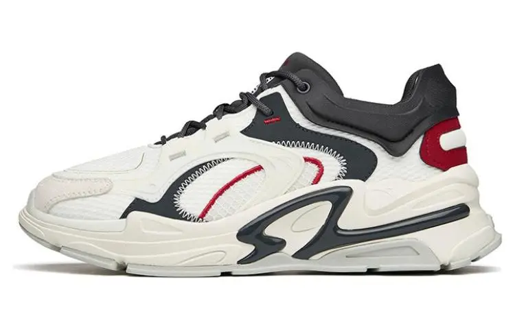 Anta Shock Absorbers Slip Resistant Abrasion Resistant Low top Sports Casual Shoes White Red