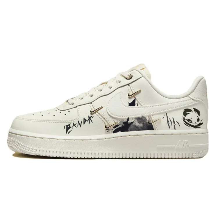 Nike Air Force 1 Anti-Slip And Wear-Resistant Breathable Low-Top Skateboard Shoes Women's White Gold