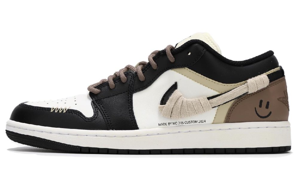Jordan Air Jordan 1 Anti Slip Wear Resistant Low Top Vintage Basketball Shoes Women's Black Brown