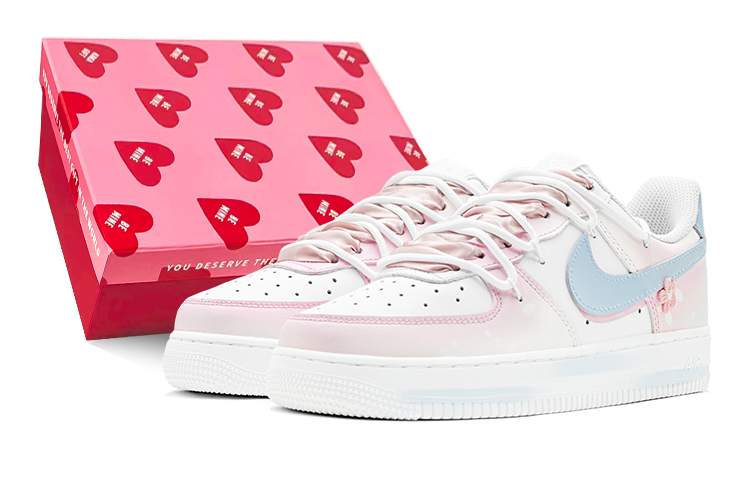 Nike Air Force 1 Low-Top Skateboard Shoes GS Blue Pink