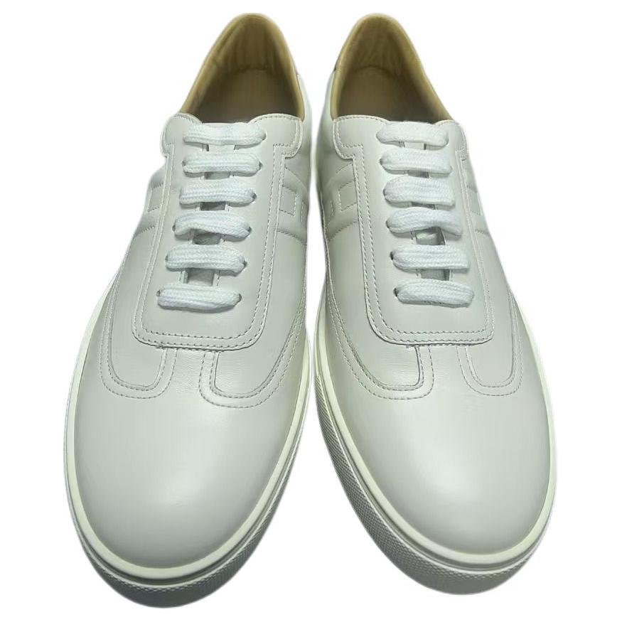 HERMES Low Top Skateboard Shoes Men's Cream White