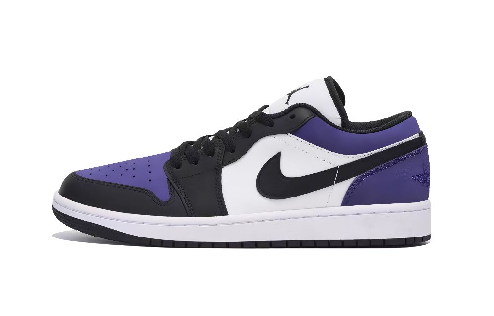 Jordan Air Jordan 1 Cushioning, Wear Resistant Low Top Vintage Basketball Shoes Men's Black Purple