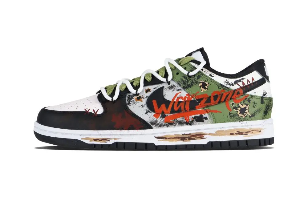 Nike Dunk Battle Scar Abrasion Resistant Low top Skateboard Shoes Unisex Army Green