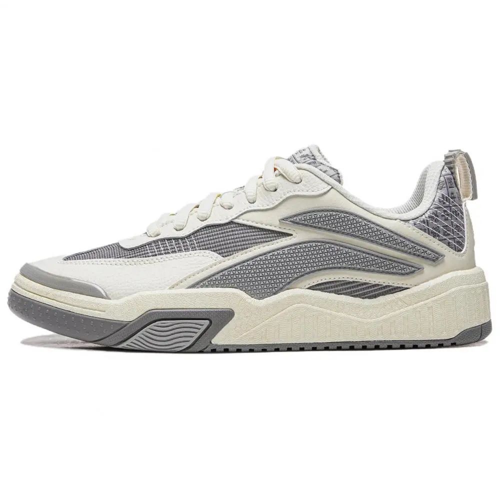 LiNing Cushioning, Wear Resistant Low top Skateboard Shoes Unisex Ecru Ultimate Gray