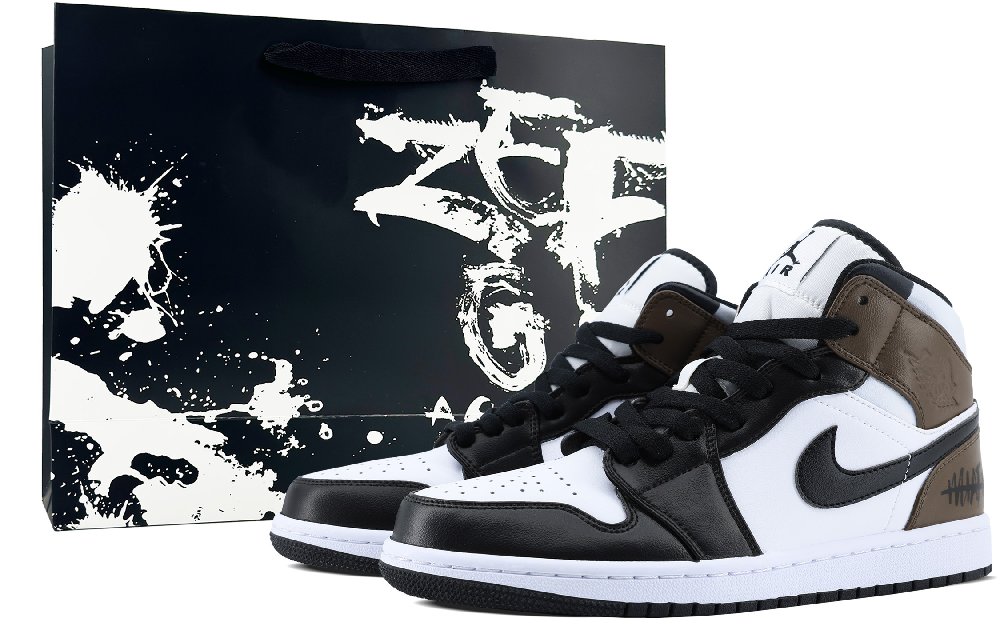Jordan Air Jordan 1 Slip-Resistant High-Top Vintage Basketball Shoes Men's Black Brown
