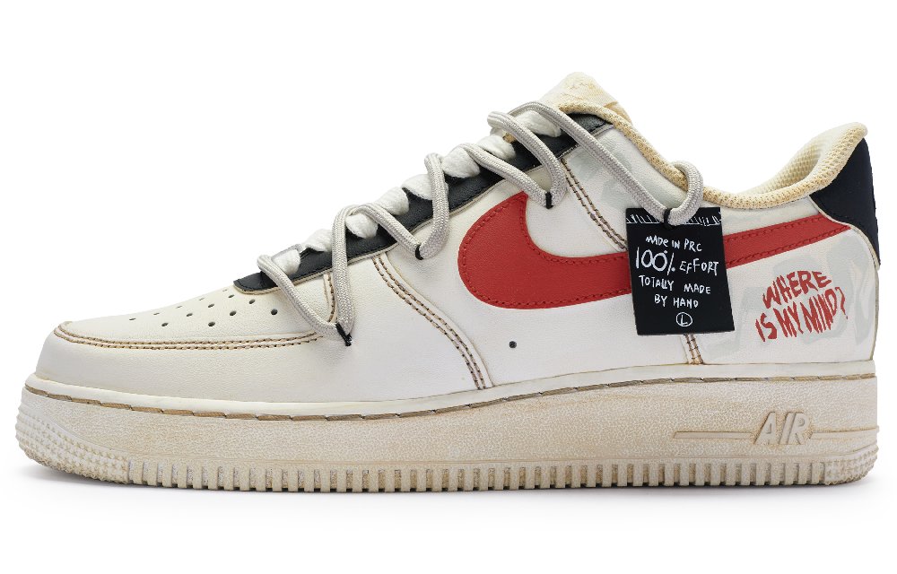 Nike Air Force 1 Low 07 Low Top Skateboard Shoes Men's Beige White Red