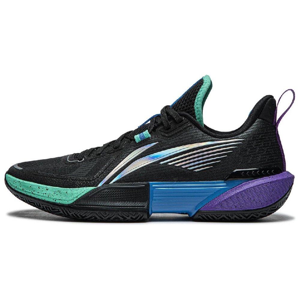 LiNing Speed Cushioning Wear-Resistant Low-Top Basketball Shoes Men's Black Silver Green