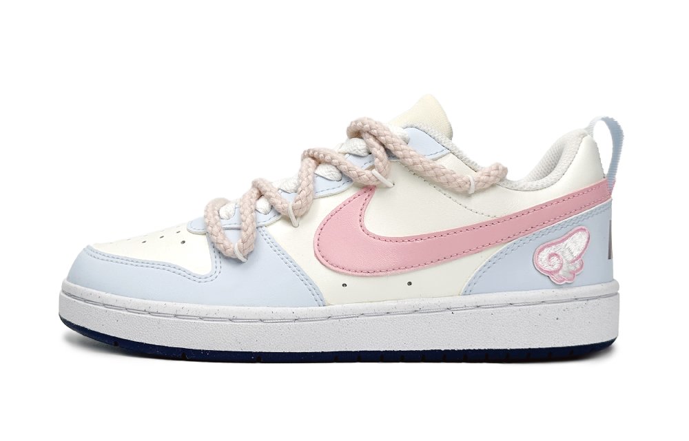 Nike Court Borough Low-Top Skateboard Shoes GS Pink Blue