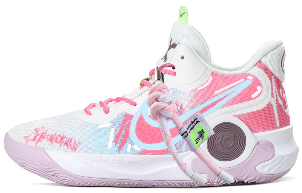 Nike KD Trey 5 IX Cushioning, Slip Resistant, And Abrasion Resistant Mid Top Vintage Basketball Shoes Unisex White Pink