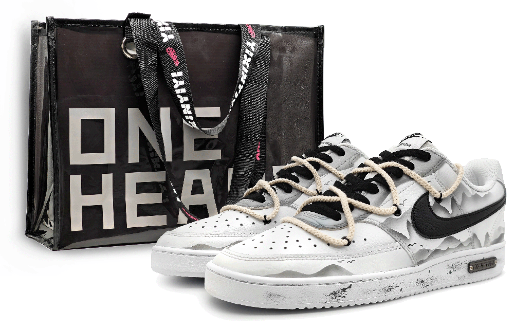 Nike Air Force 1 Low-Top Skateboard Shoes Men's Black White Gray