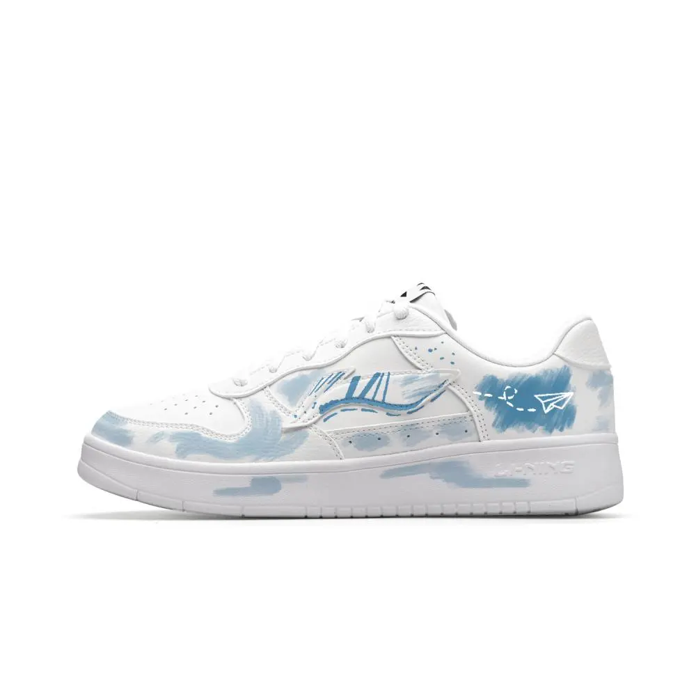LiNing Pontoon Boats Cushioning, Wear Resistant Low Top Skateboard Shoes Men's White