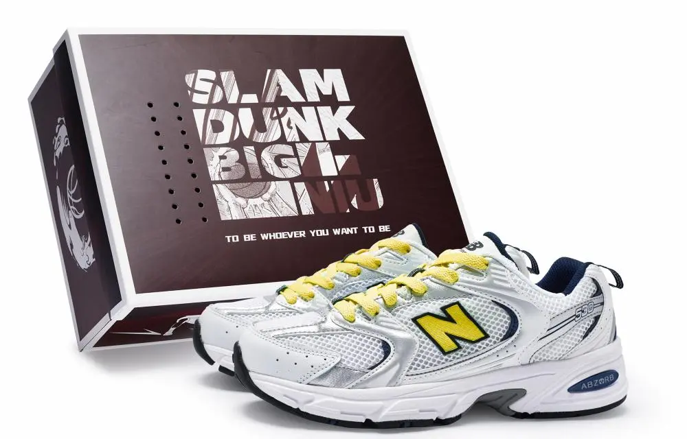New Balance NB 530 Shock Absorbers Slip Resistant Breathable Low Top Running Shoes Unisex White Silver Yellow