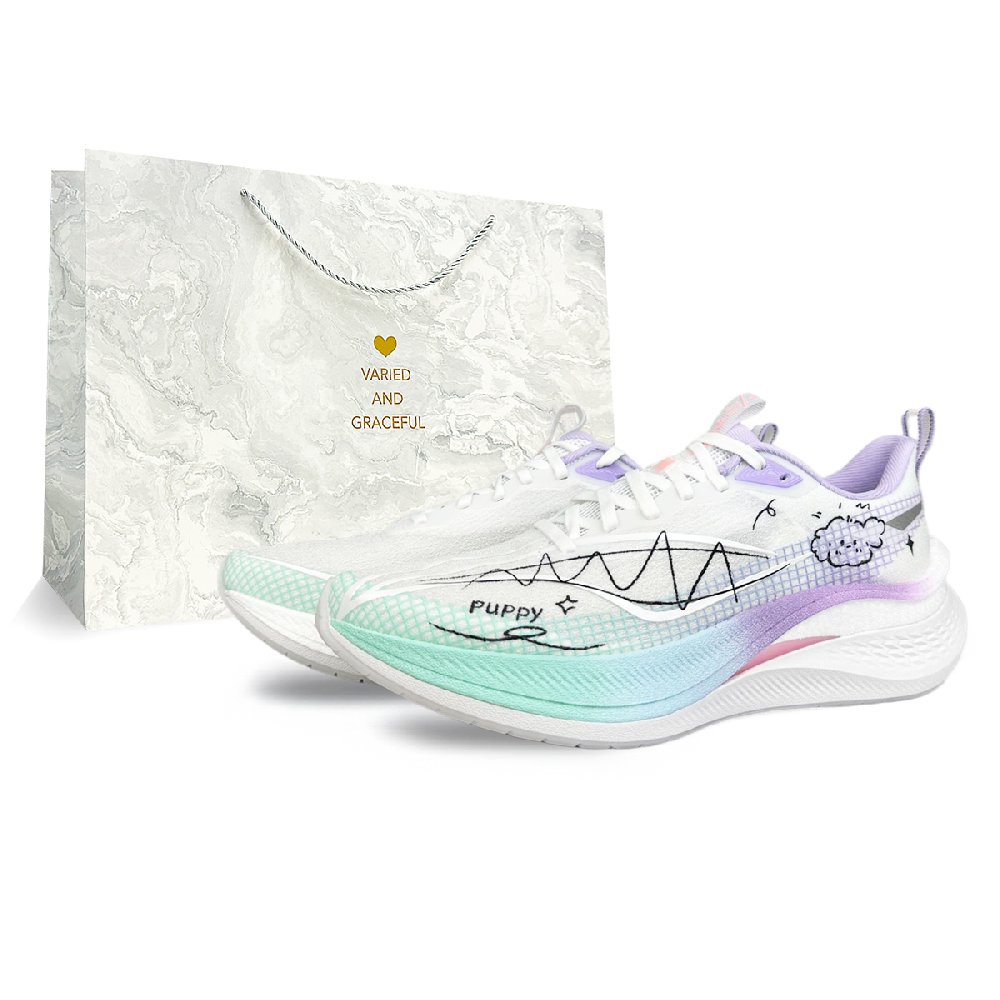 LiNing Red Hare 7 Pro Cushioned Slip-Resistant Breathable Lightweight Low-Top Training Running Shoes Men's White Purple