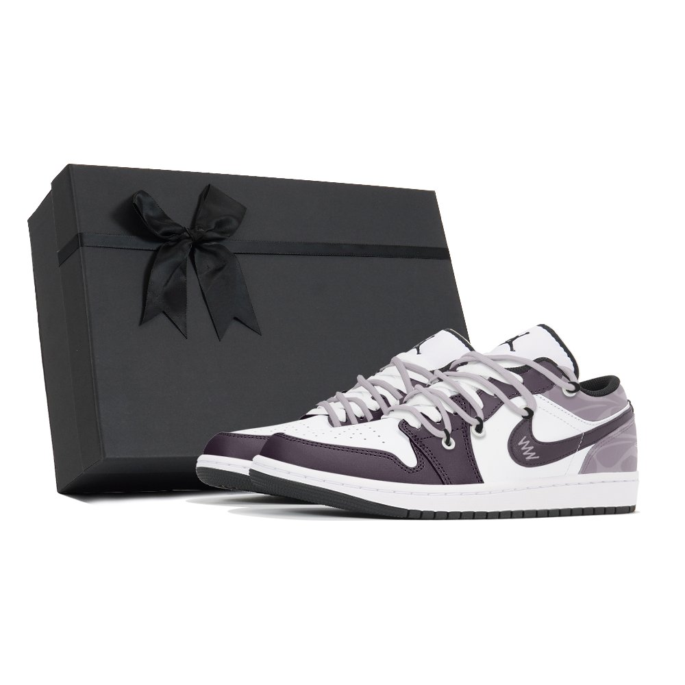 Jordan Air Jordan 1 Low Grape Bubble Abrasion-Resistant Low-Top Vintage Basketball Shoes Men's Purple
