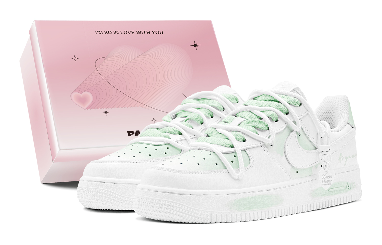 Nike Air Force 1 Low Top Skateboard Shoes Women's Light Green