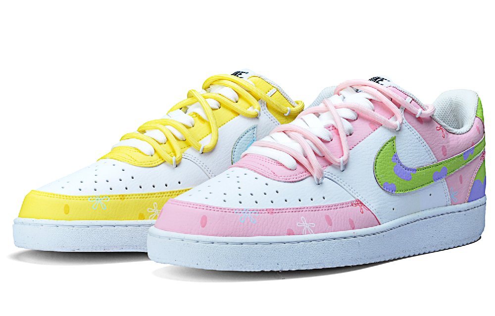 Nike Court Vision 1 Anti-Slip Wear-Resistant Low-Top Skateboard Shoes Men's Yellow Pink Mandarin Duck Color