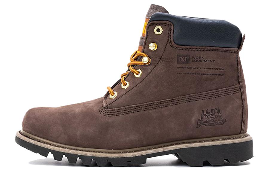 CAT Cushioning Wear-Resistant High-Top Outdoor Shoes Men's Light Brown