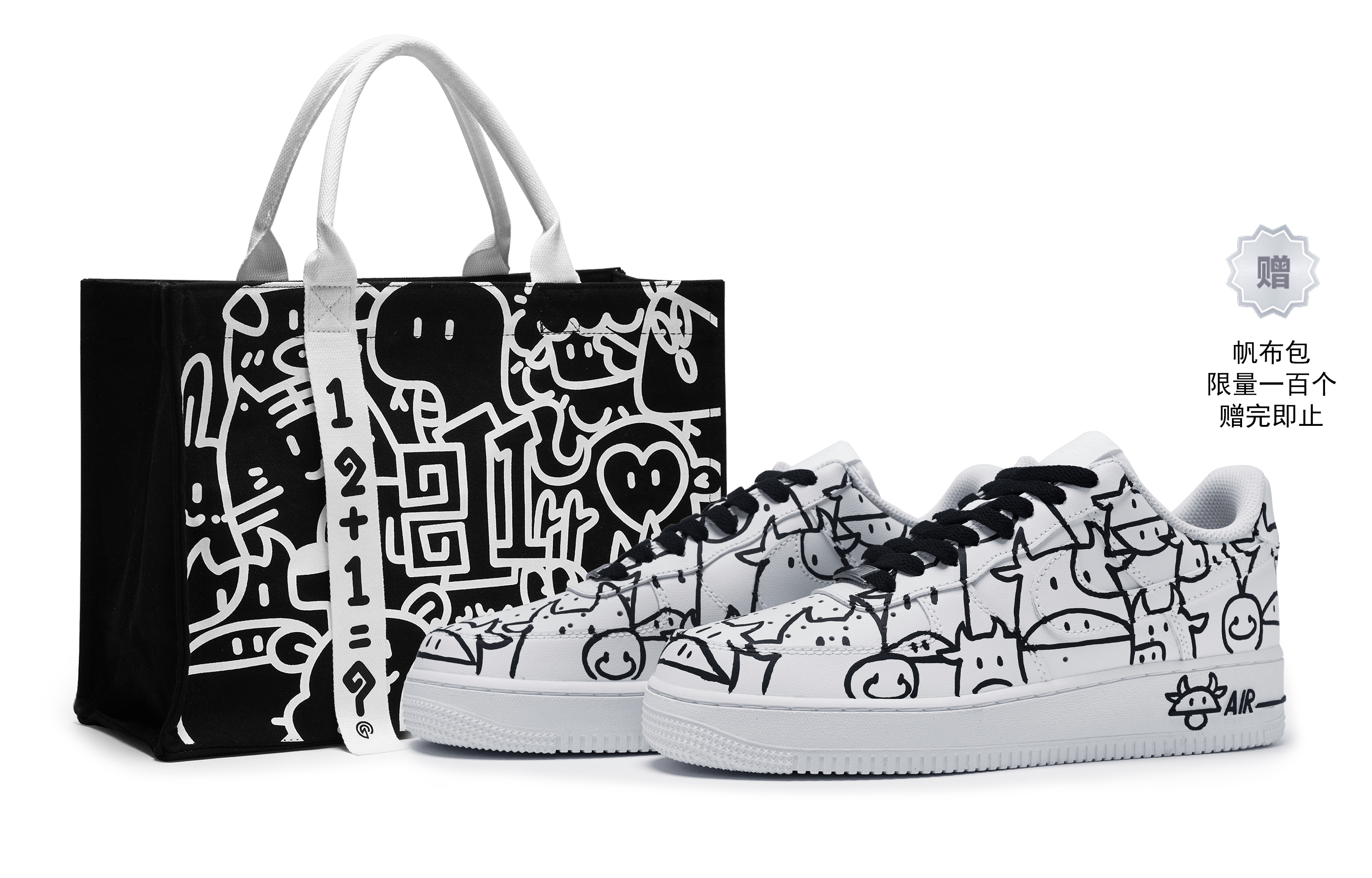 Nike Air Force 1 Skateboard Shoes Men's Low top Black/White