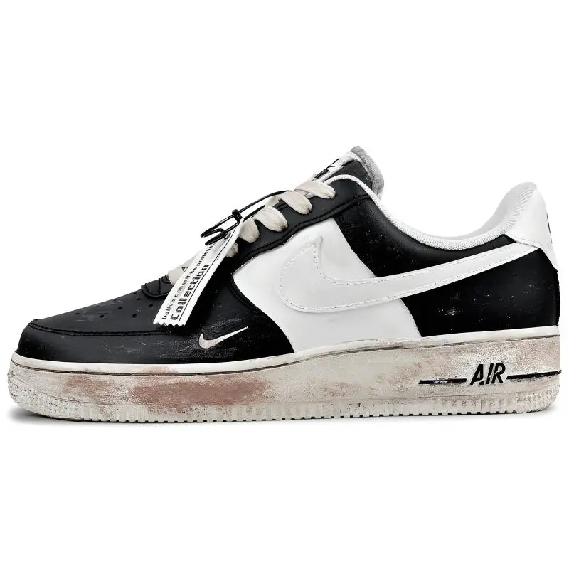 Nike Air Force 1 Wear resistant And Lightweight Low top Skateboard Shoes Women's Black White