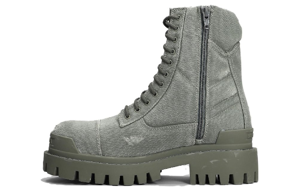 Balenciaga Combat Strike 20mm Boots 'Washed Grey Cotton' Women's