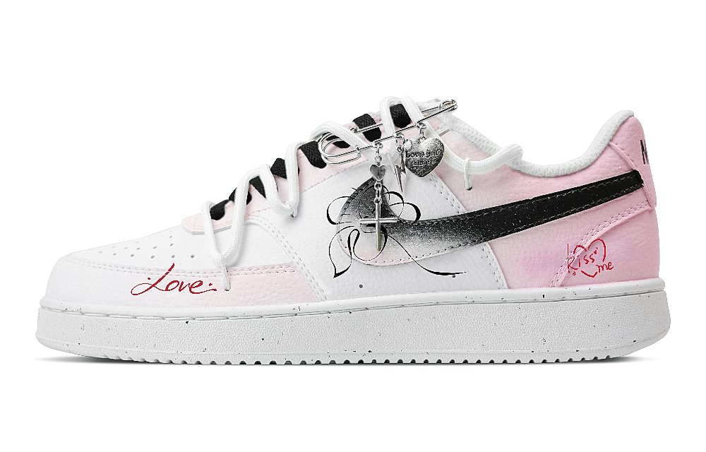 Nike Court Vision 1 Anti-Slip Wear-Resistant Low-Top Skateboard Shoes Men's White Pink