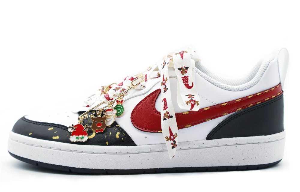 Nike Court Borough Low Top Skateboard Shoes GS Black Red