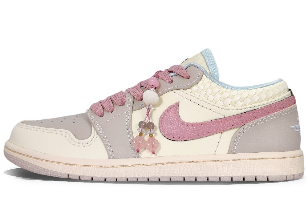 Jordan Air Jordan 1 YDCC Peach Blossom Abrasion Resistant Low Top Vintage Basketball Shoes Women's Custard
