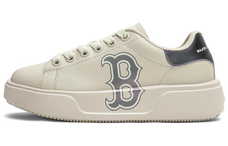 MLB Chunky Classic Boston Red Sox Anti-Slip Wear-Resistant Low-Top Skateboard Shoes Unisex Cream Gray