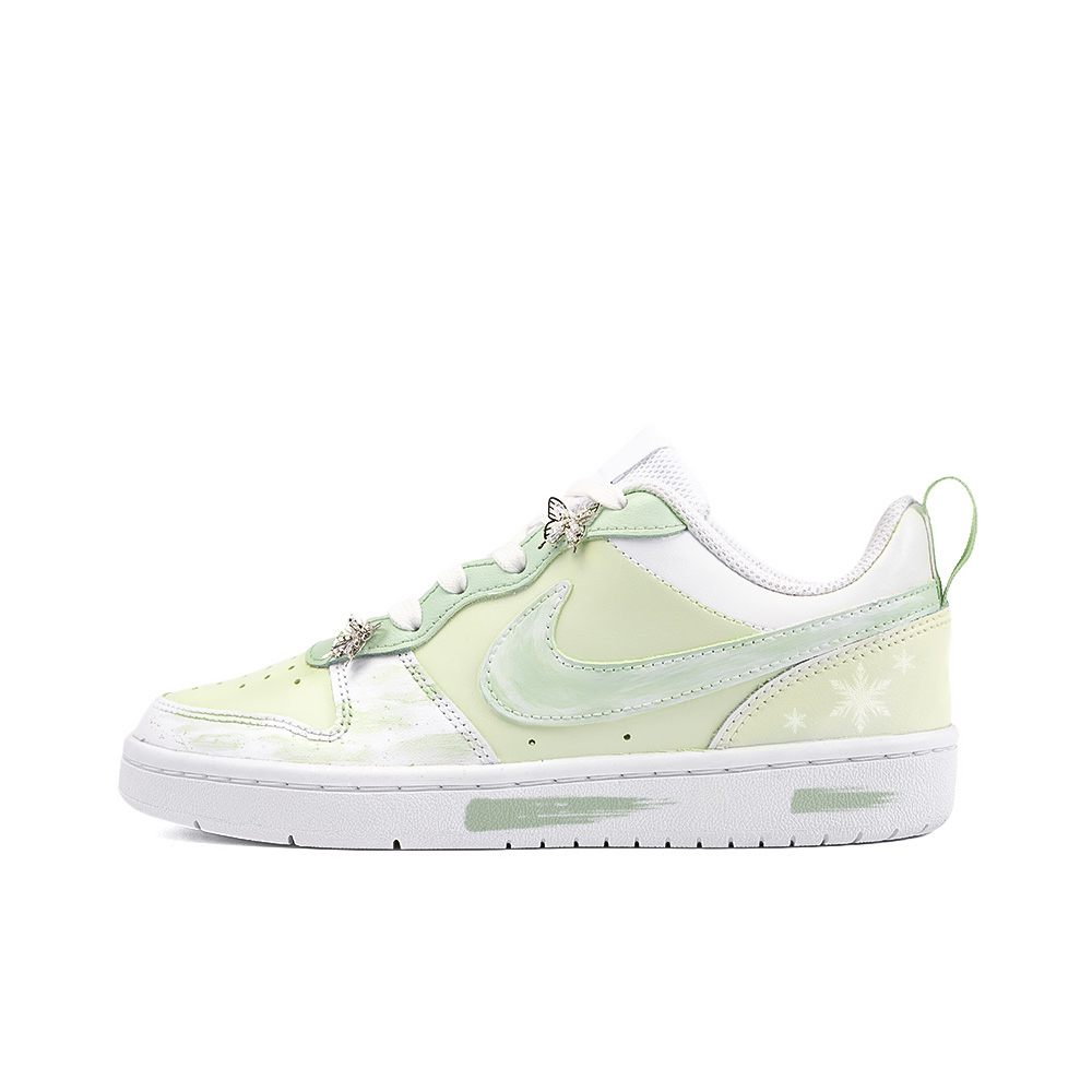 Nike Court Borough Low Love On Tuesday Amber Anti Slip Wear Resistant Low Top Skateboard Shoes GS White Green