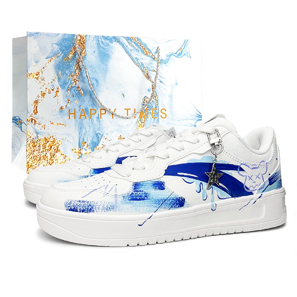 Anta Relaxed Slip Resistant Lightweight Height Increasing Low Top Skateboard Shoes Unisex Royal Blue
